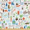 Ambesonne Fitness Fabric by The Yard, Sports and Diet Balance Nutrition Bicycle Organic Fresh Food Poultry Juice Vitality, Decorative Fabric for Upholstery and Home Accents, 10 Yards, Blue Orange